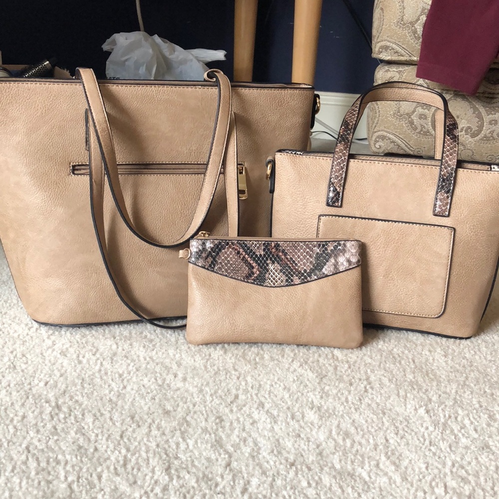 Purse set:  large & small handbags with makeup bag